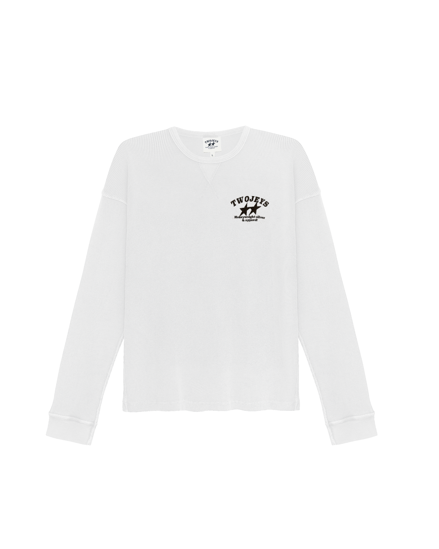 White Basic Waffle Long Sleeve
