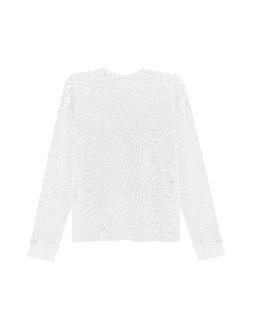 White Basic Waffle Long Sleeve