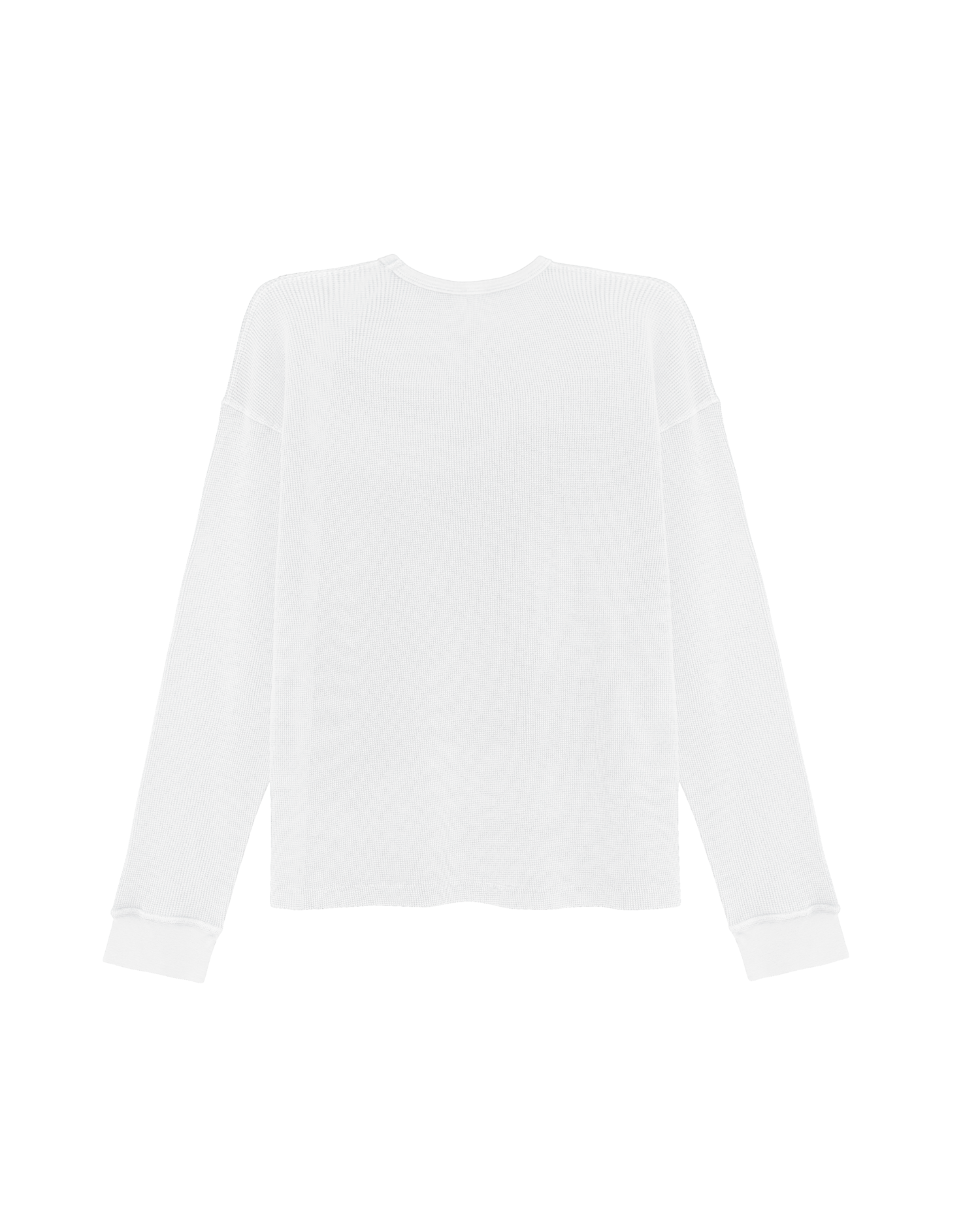 White Basic Waffle Long Sleeve