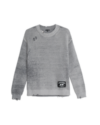 Distressed Icon Knit Sweater Grey
