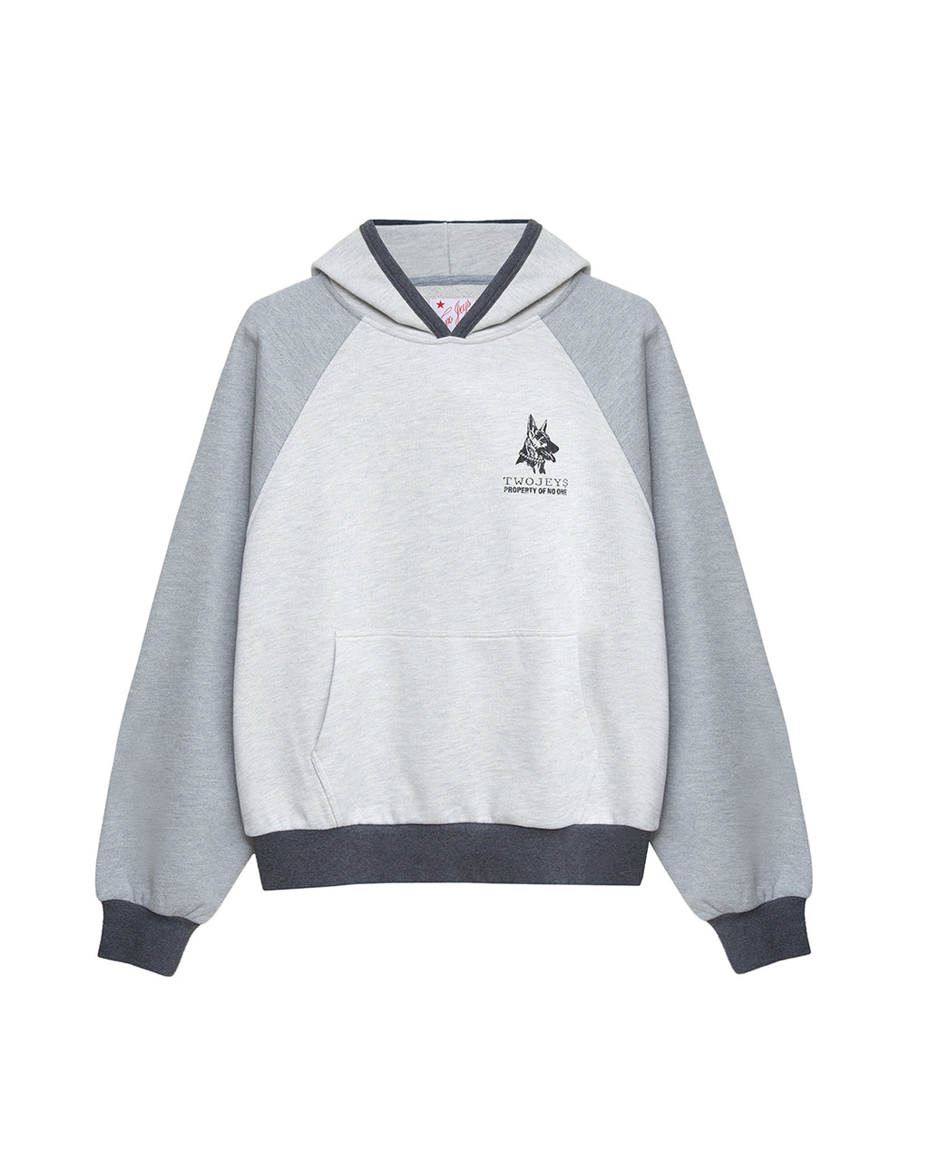 OPPS Dog Hoodie Grey Melange – front view