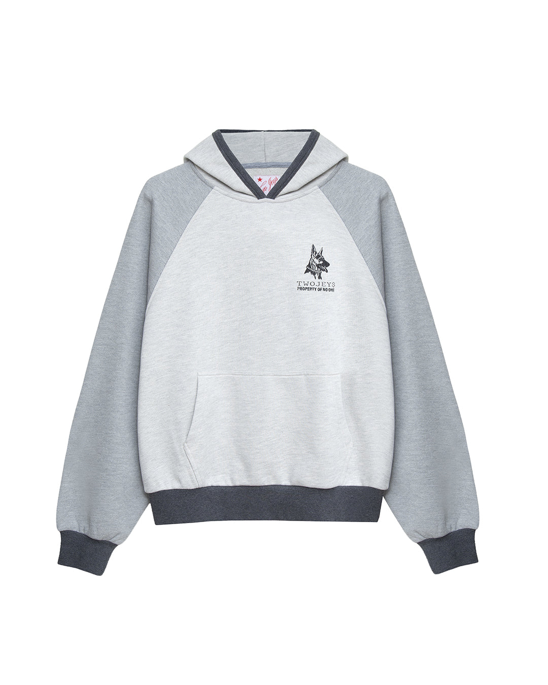 OPPS Dog Hoodie Grey Melange – front view