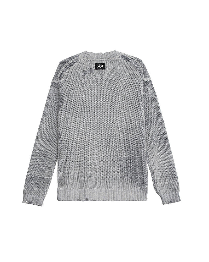 Distressed Icon Knit Sweater Grey