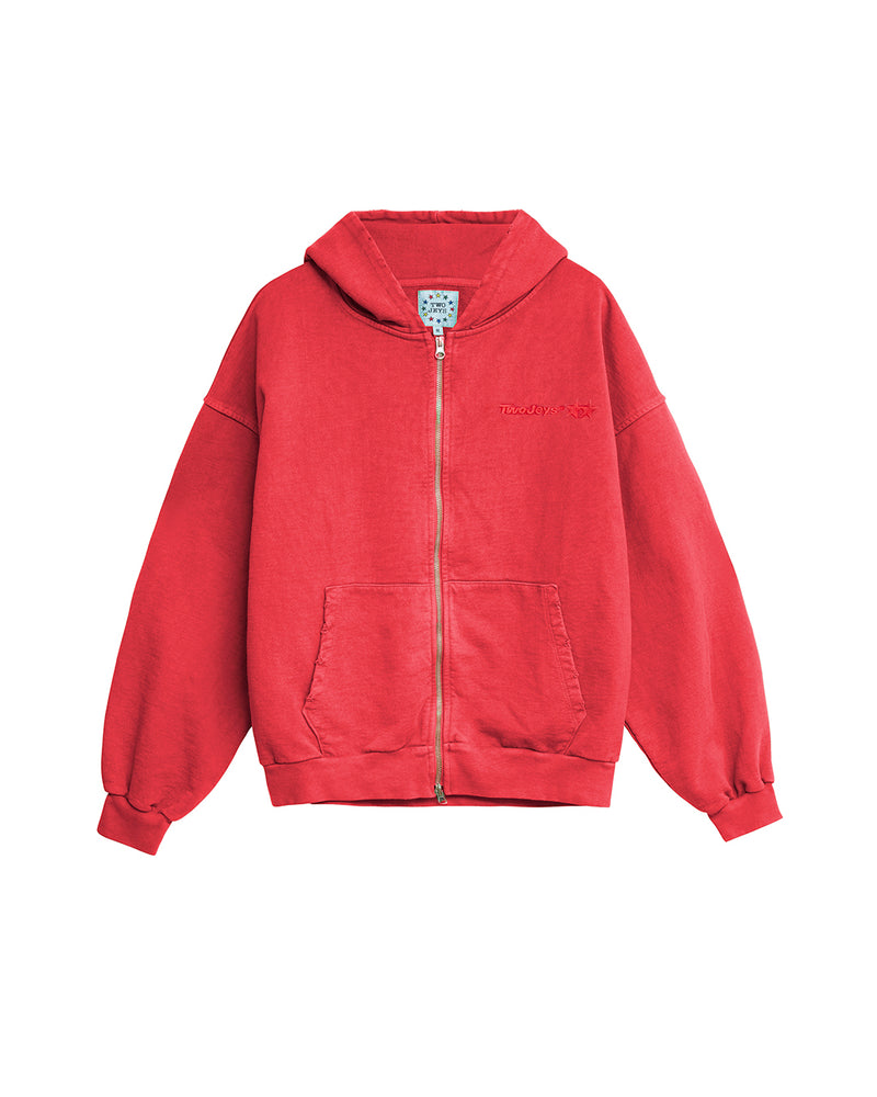 Sudadera Icon Washed Zipper Roja