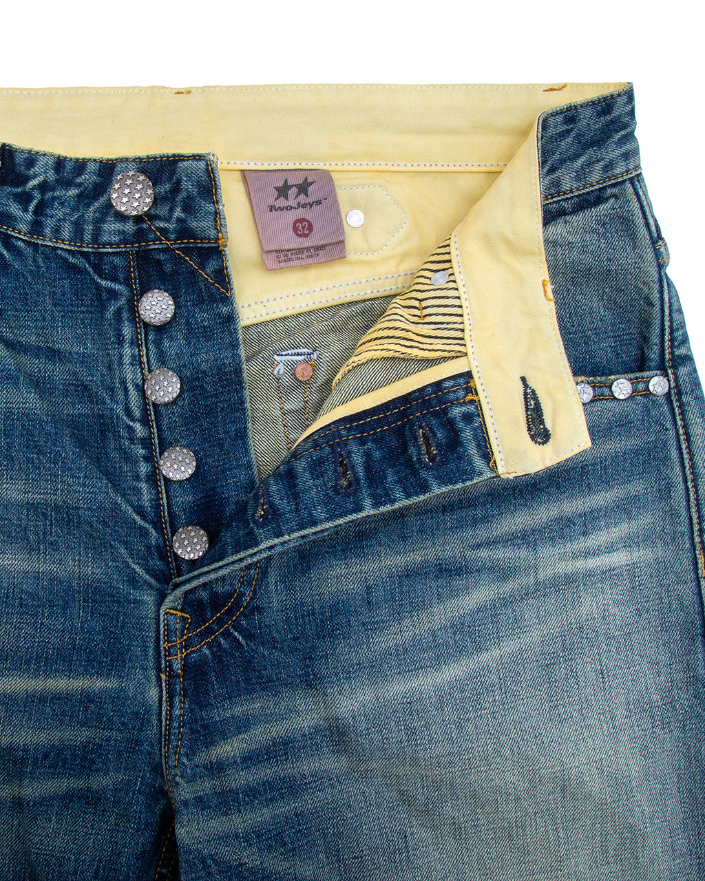 Straight Studded Medium Wash Denim Pants – detail