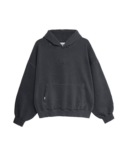 Stone Washed Black Icon Hoodie – front view