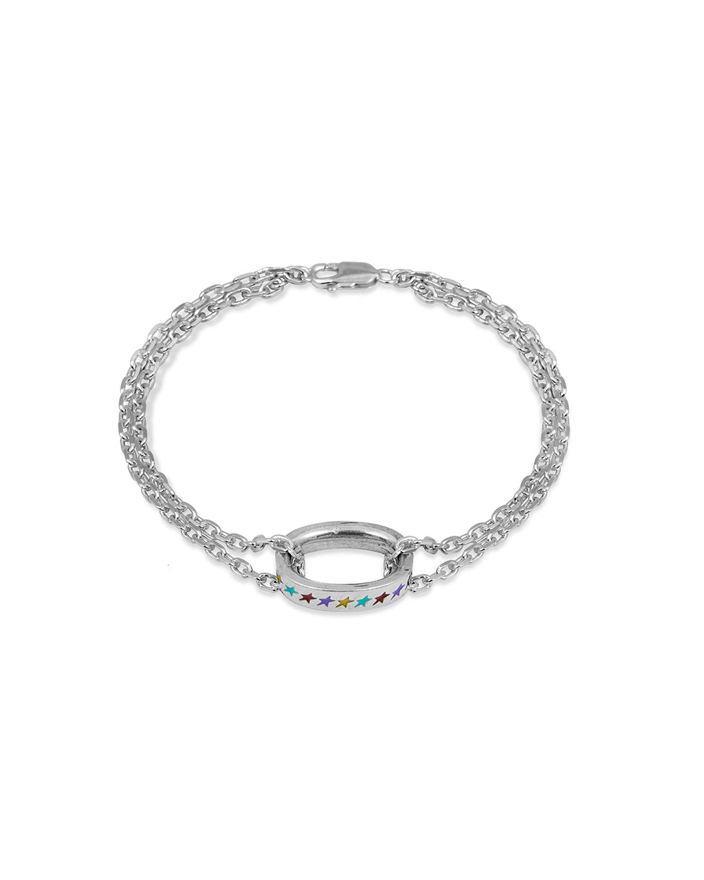 Enameled Multicolor Icon Link Bracelet L