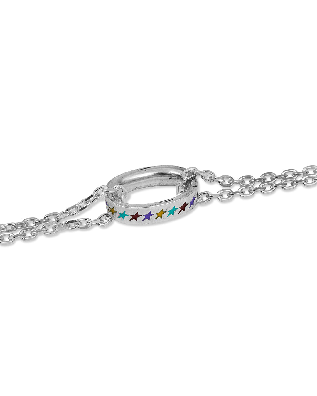 Enameled Multicolor Icon Link Bracelet L
