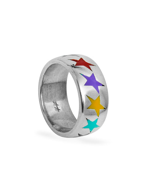 Enameled Multicolor Starline Ring L
