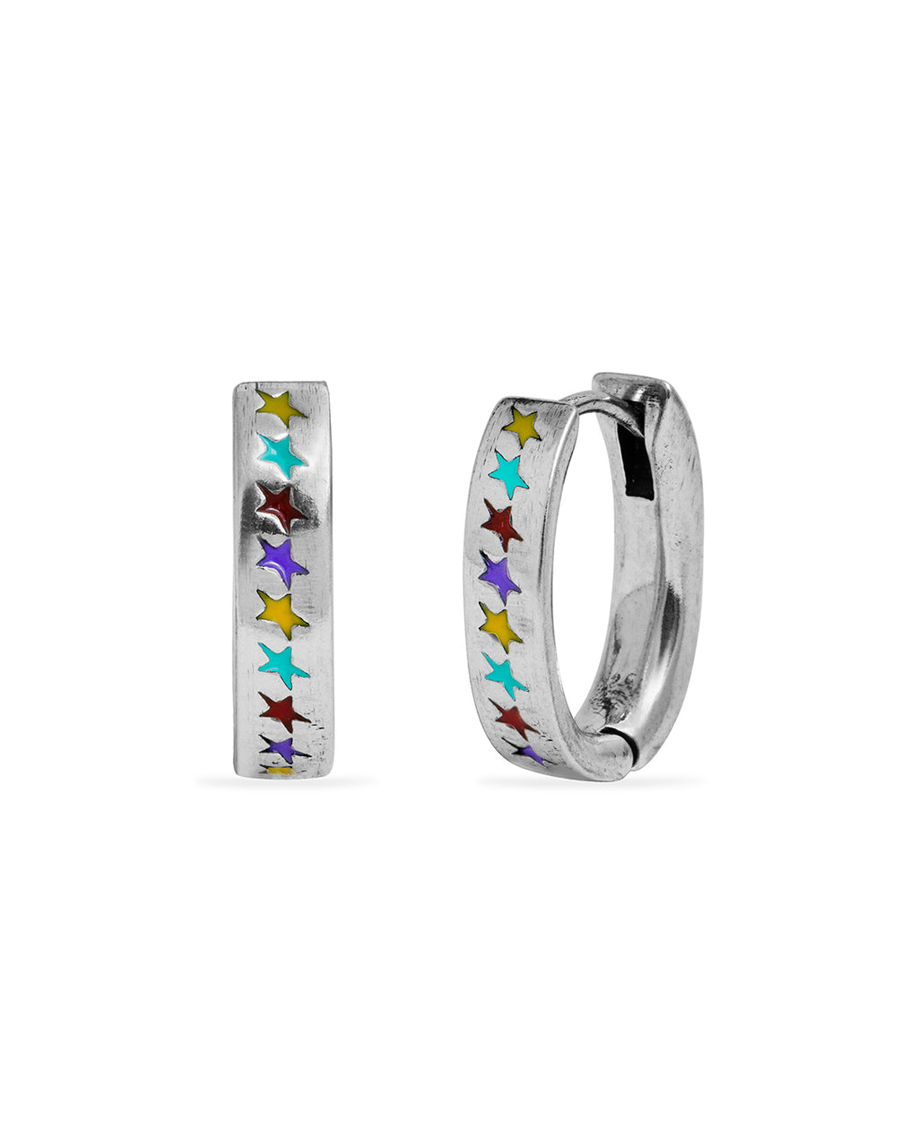 Multicolor Enameled Link Earring L