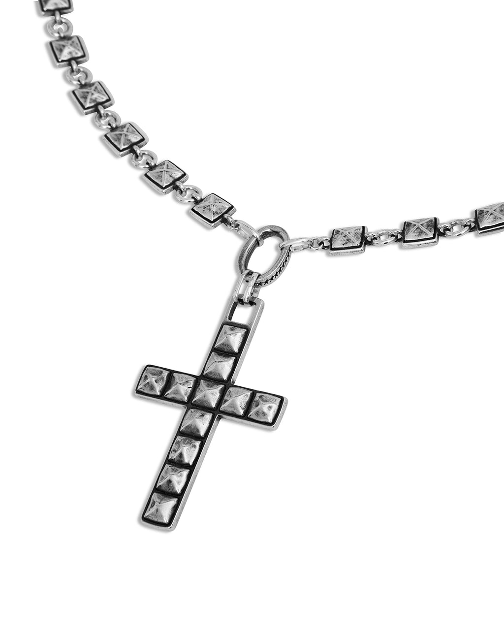 Heavy Studded Cross Necklace