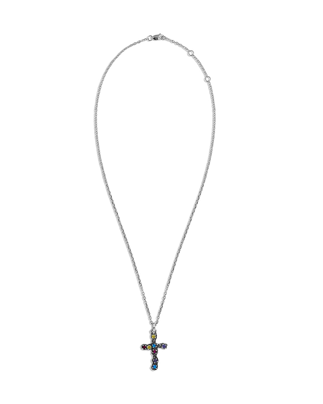 Multicolor Stone Cross Necklace