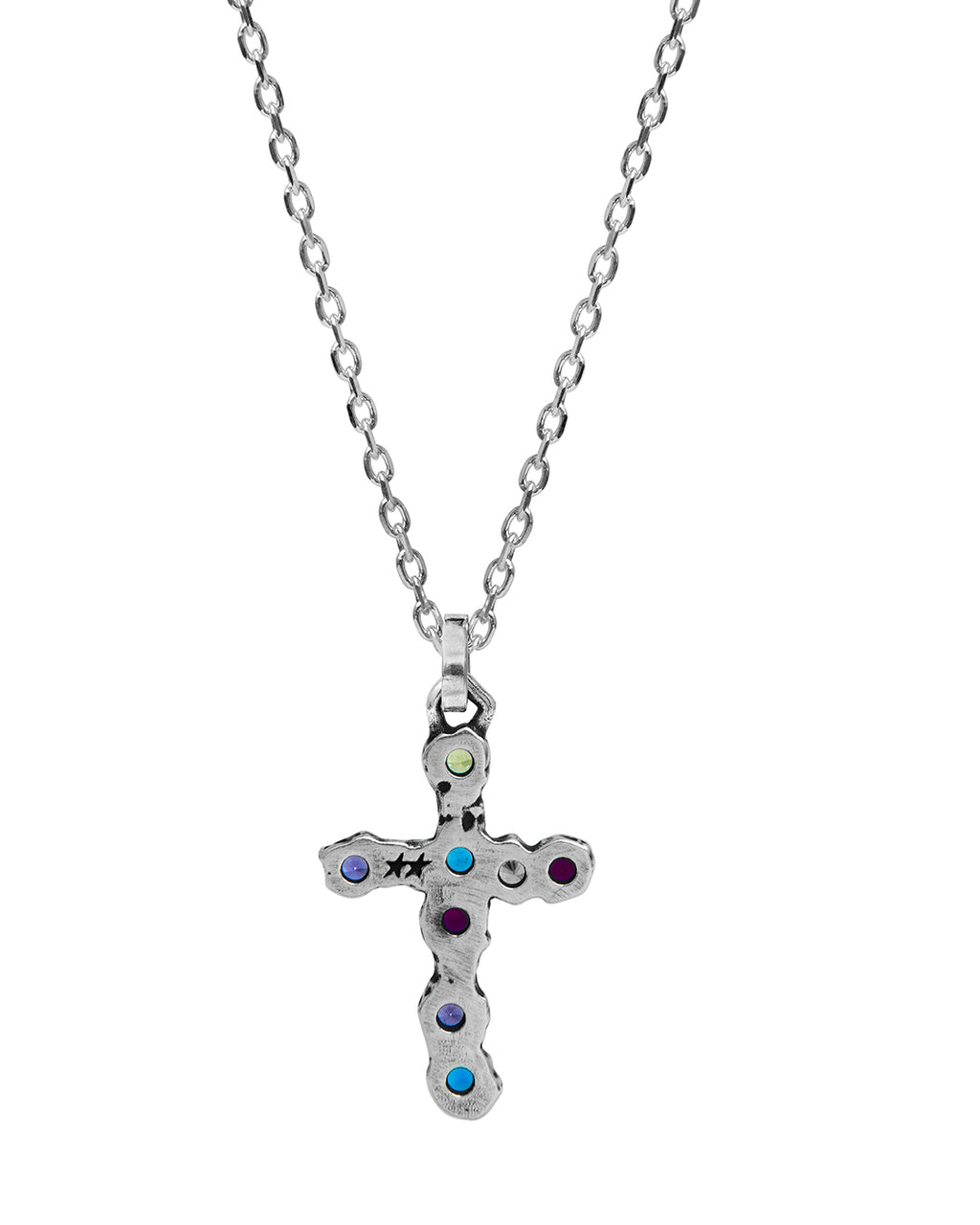 Multicolor Stone Cross Necklace