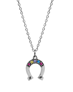 Multicolor Stone Horseshoe Necklace