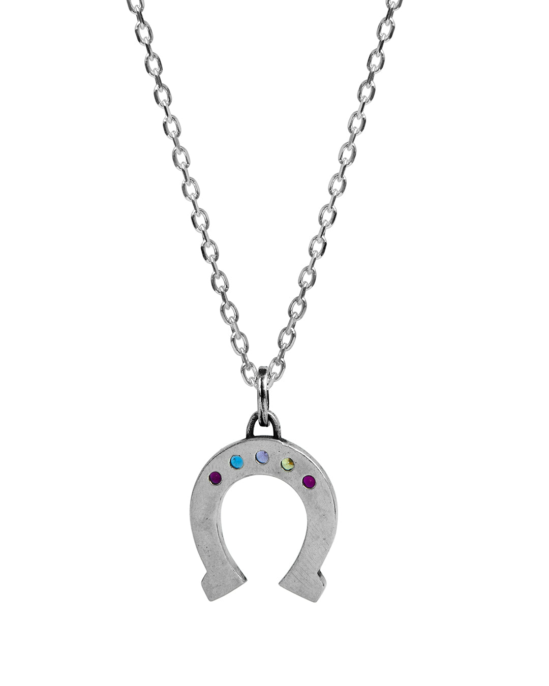 Multicolor Stone Horseshoe Necklace