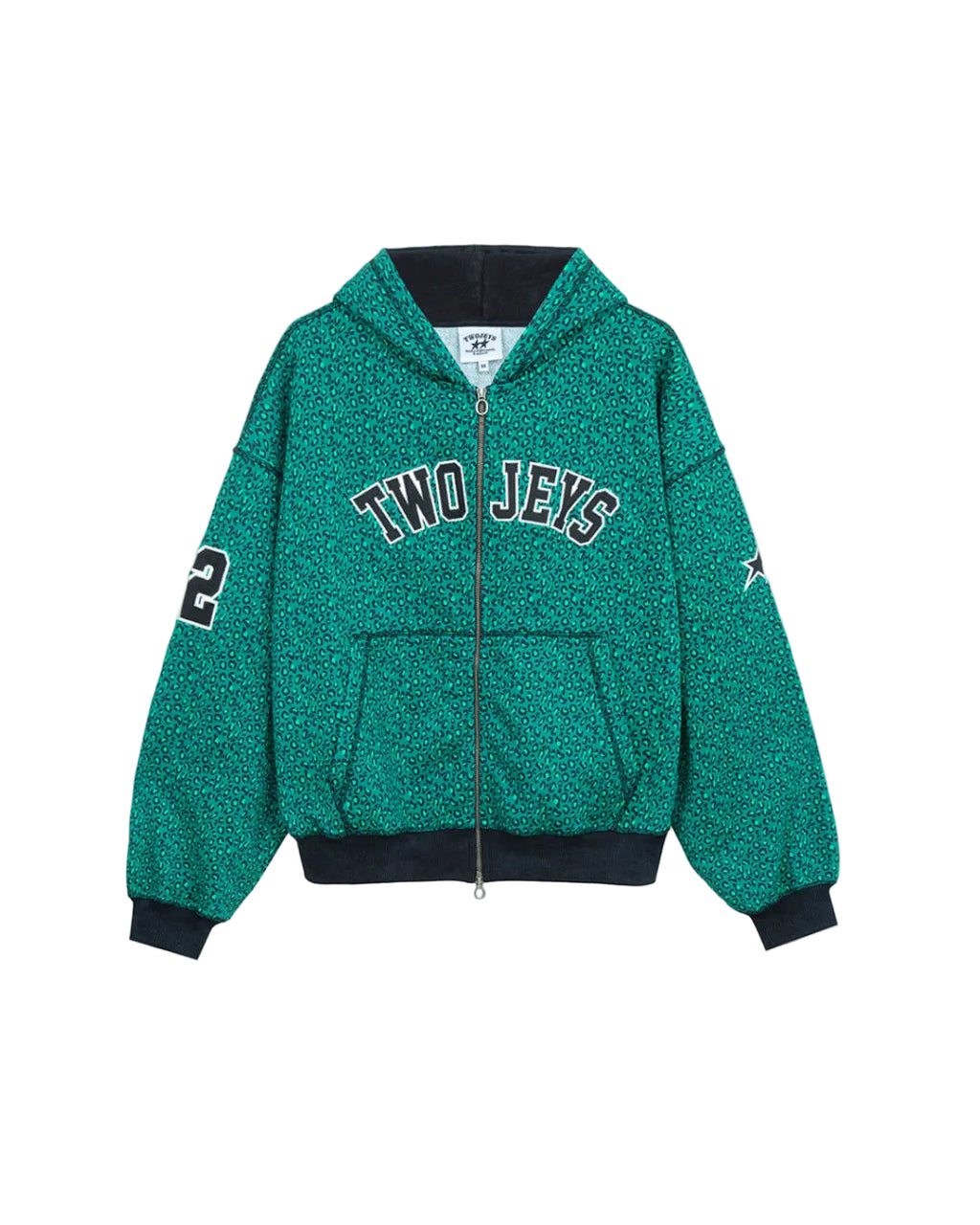 Vintage Varsity Zipper Green Cheetah