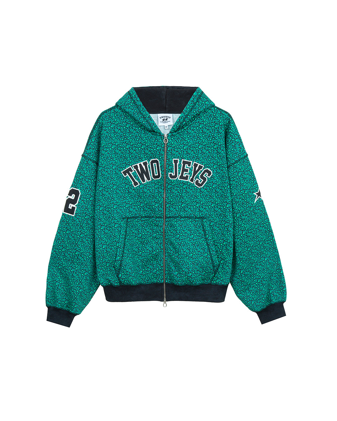 Vintage Varsity Zipper Green Cheetah