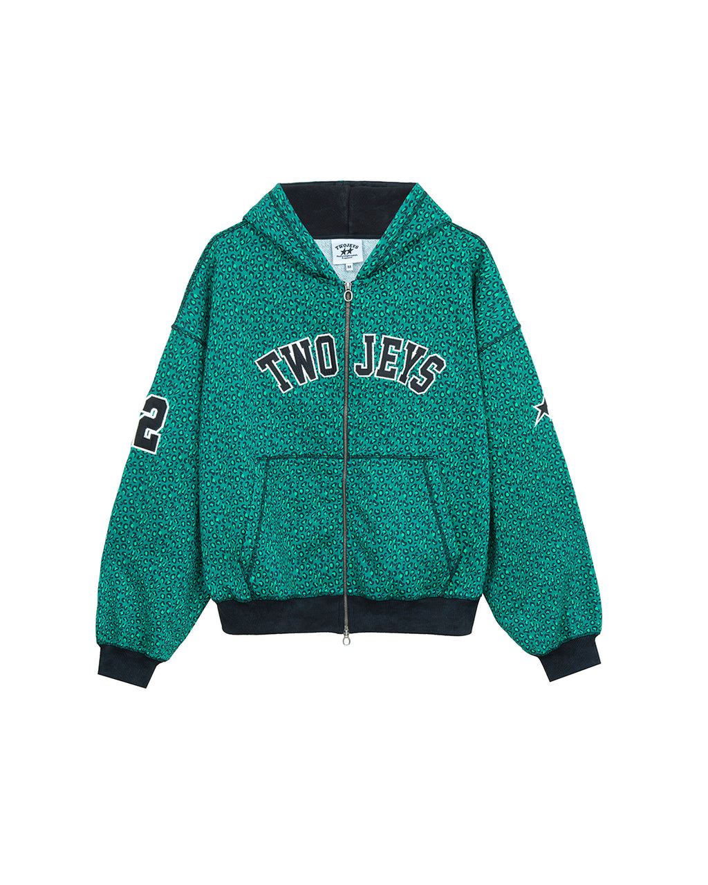 Vintage Varsity Zipper Green Cheetah