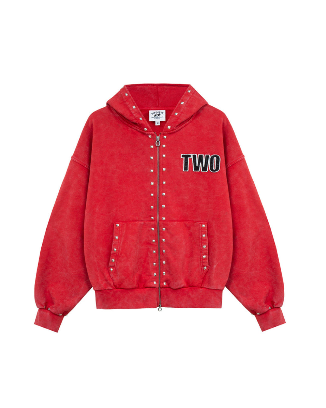 トップス studs layered zip cut sew Studded Zipper – Twojeys