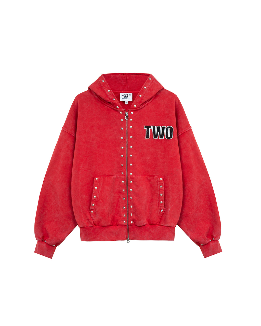 Studded Zipper Red