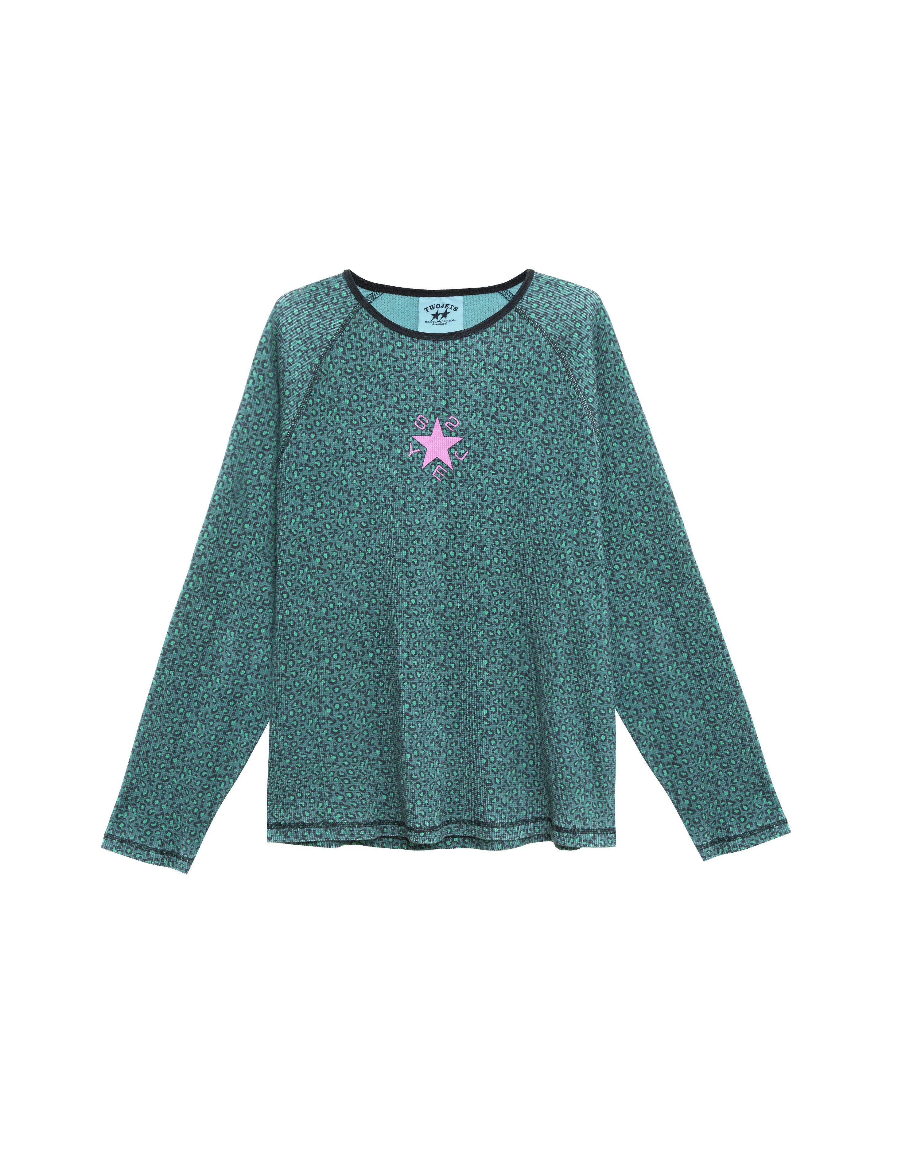 Wafflle Long Sleeve Green Cheetah