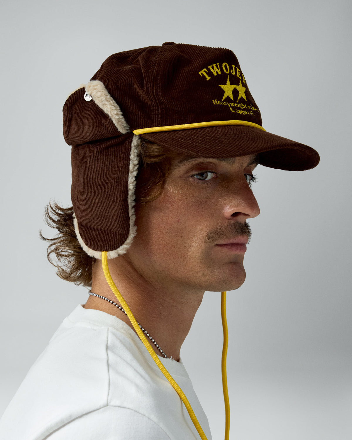 Heavy Silver Brown Earflap – worn by model