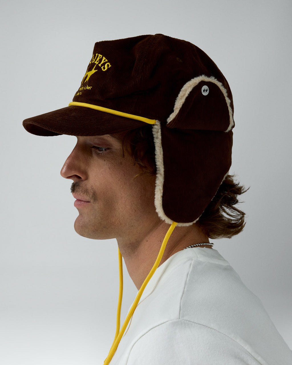 Heavy Silver Brown Earflap – worn by model