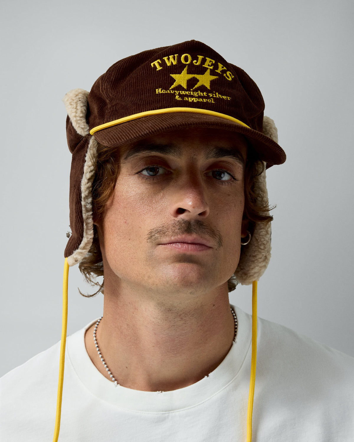 Heavy Silver Brown Earflap – worn by model