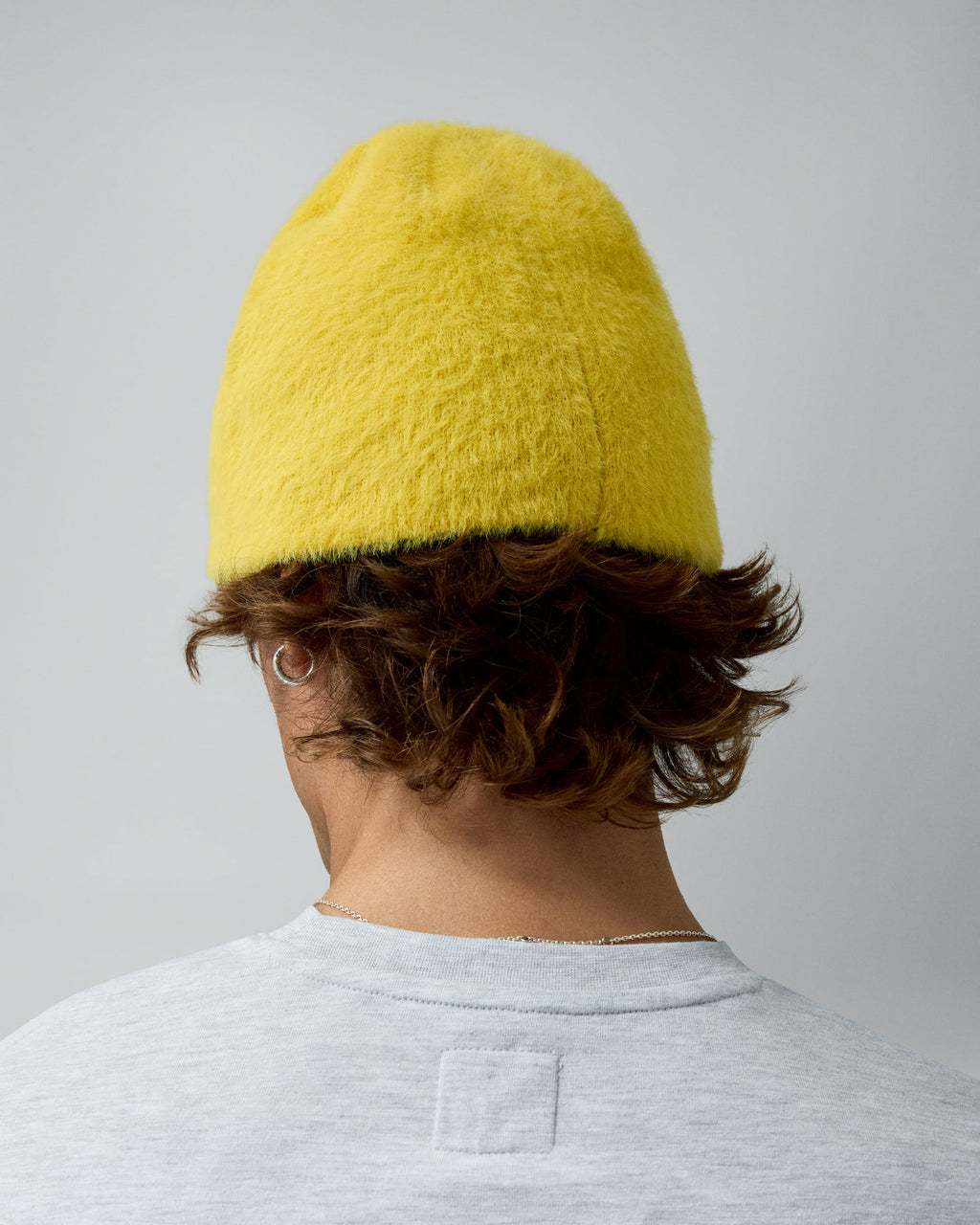 Hairy Icon Beanie Yellow – worn by model