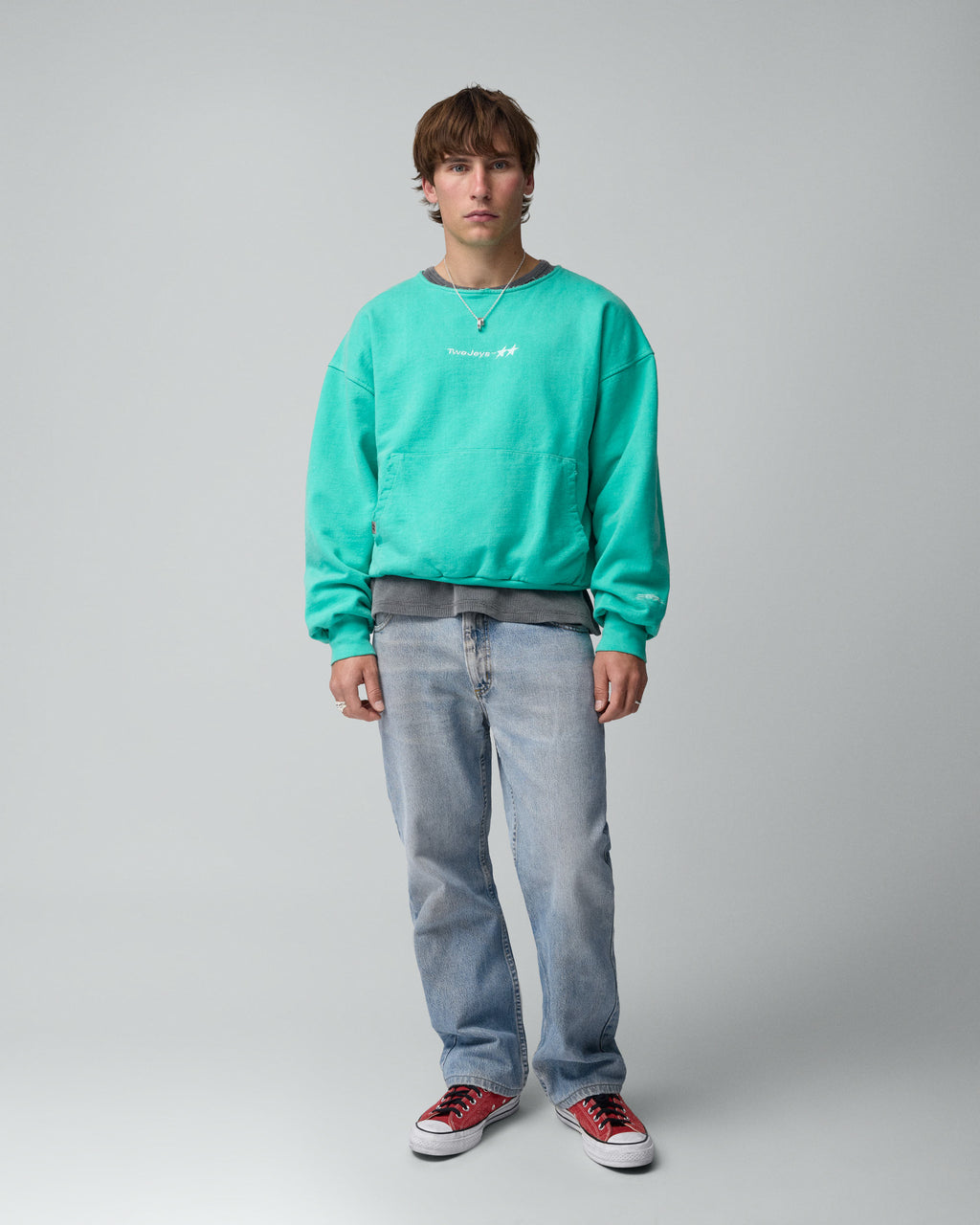 Icon Raw Cut Crewneck Jade Green