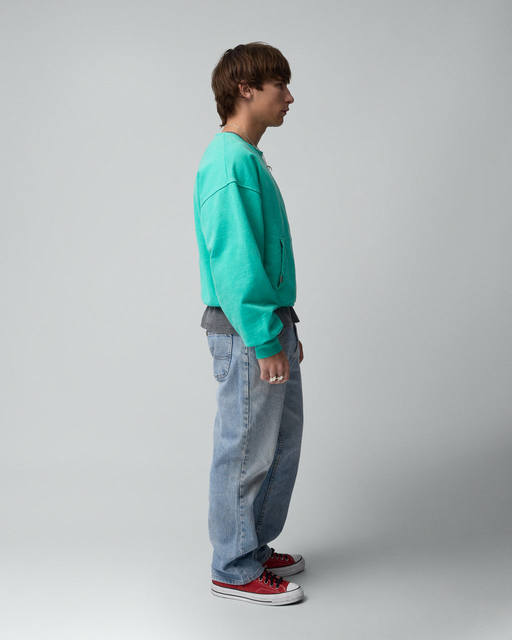 Icon Raw Cut Crewneck Jade Green