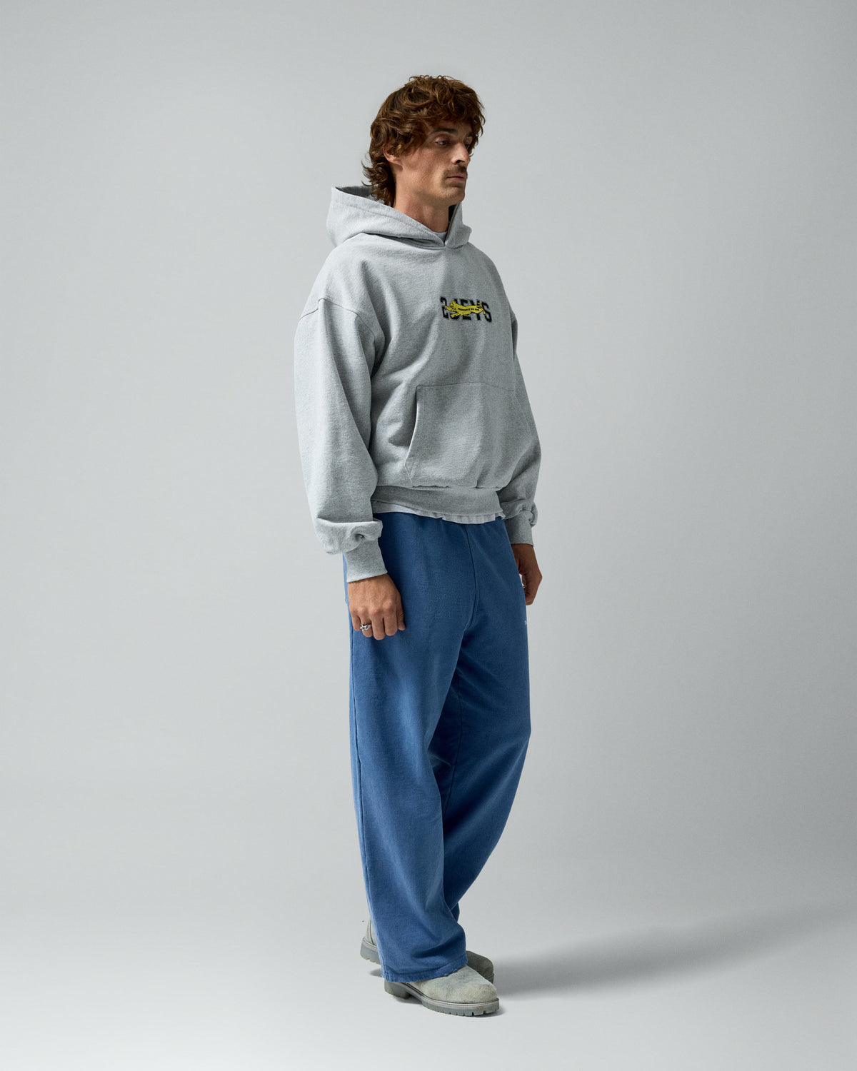 Panther Hoodie Grey Melange – worn by model