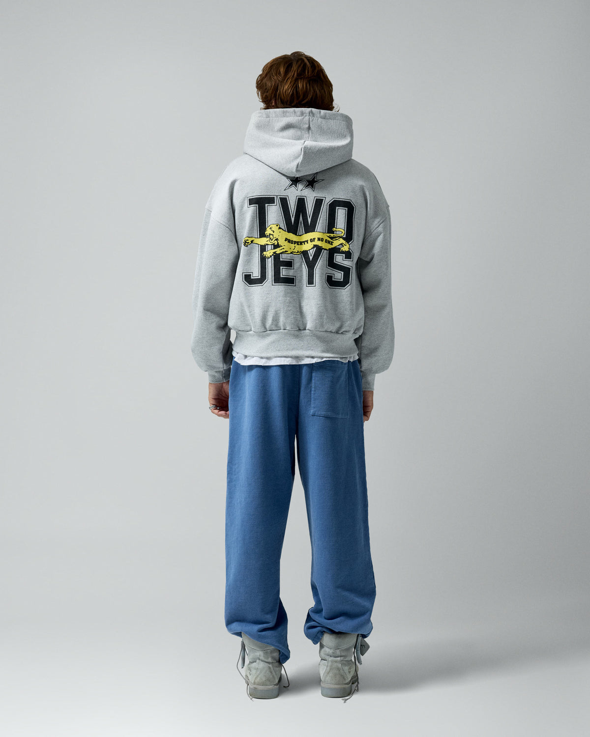 Panther Hoodie Grey Melange – worn by model