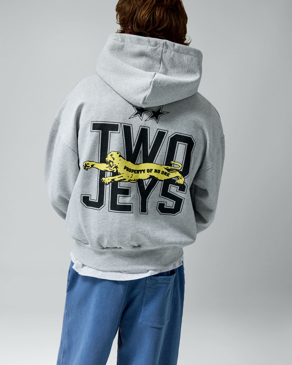 Panther Hoodie Grey Melange – worn by model