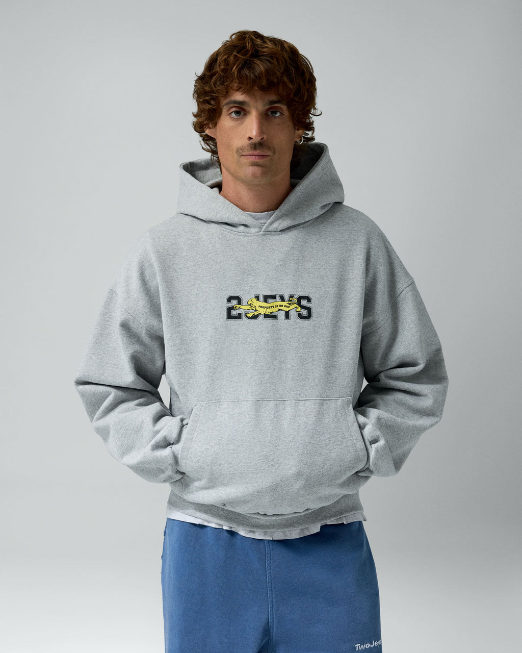 Panther Hoodie Grey Melange – worn by model