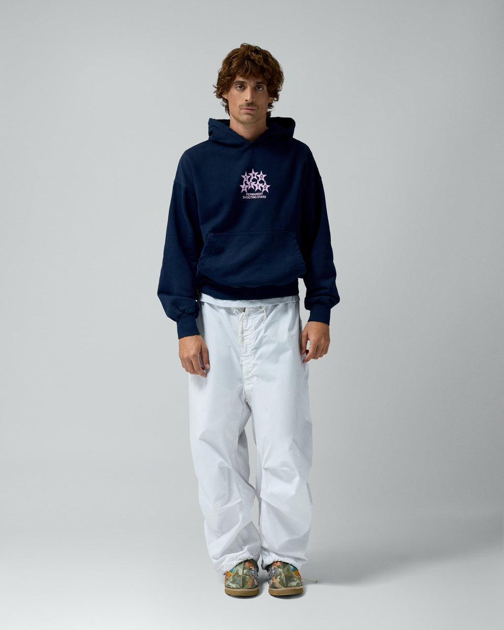 Permanent Shooting Stars Hoodie Blue - Pink – worn by model