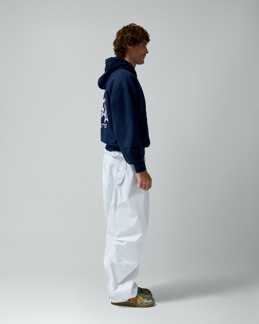 Permanent Shooting Stars Hoodie Blue - Pink – worn by model
