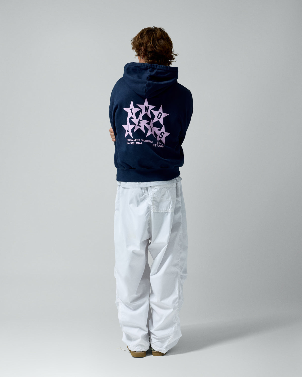 Permanent Shooting Stars Hoodie Blue - Pink – worn by model