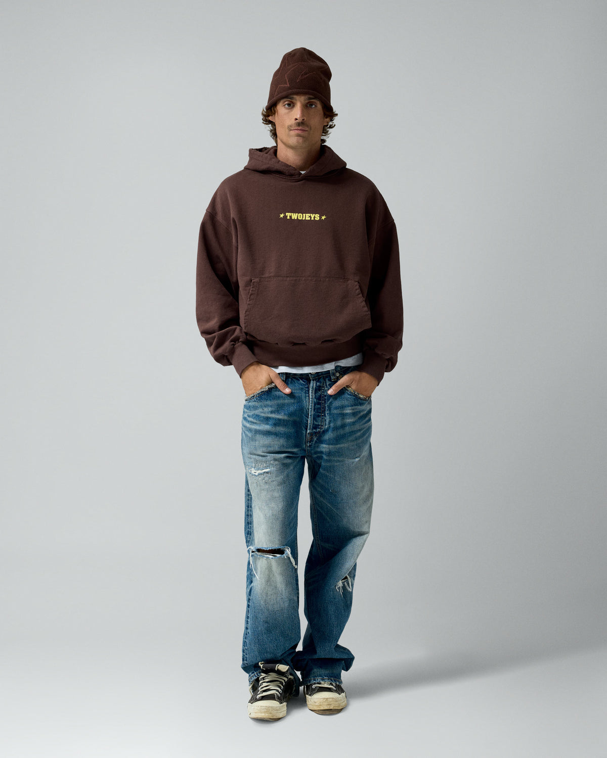 Single Stars Hoodie Brown