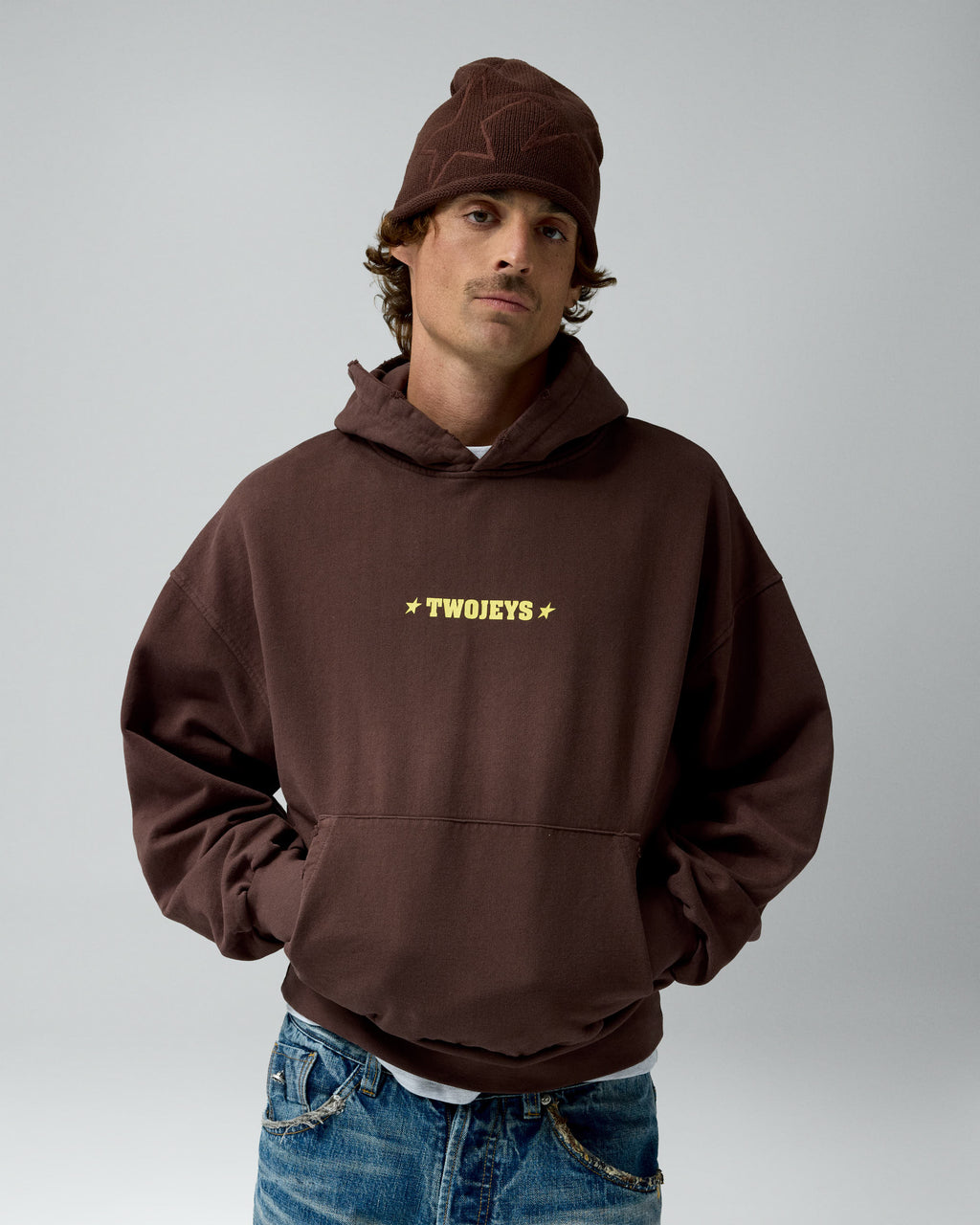 Single Stars Hoodie Brown