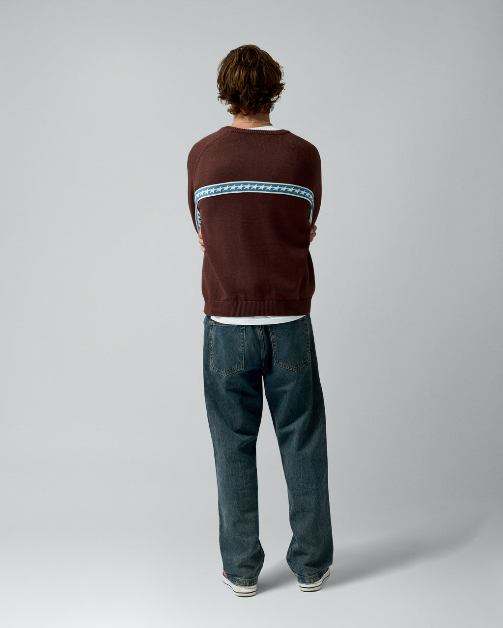 Starline Knit Brown Crewneck – worn by model