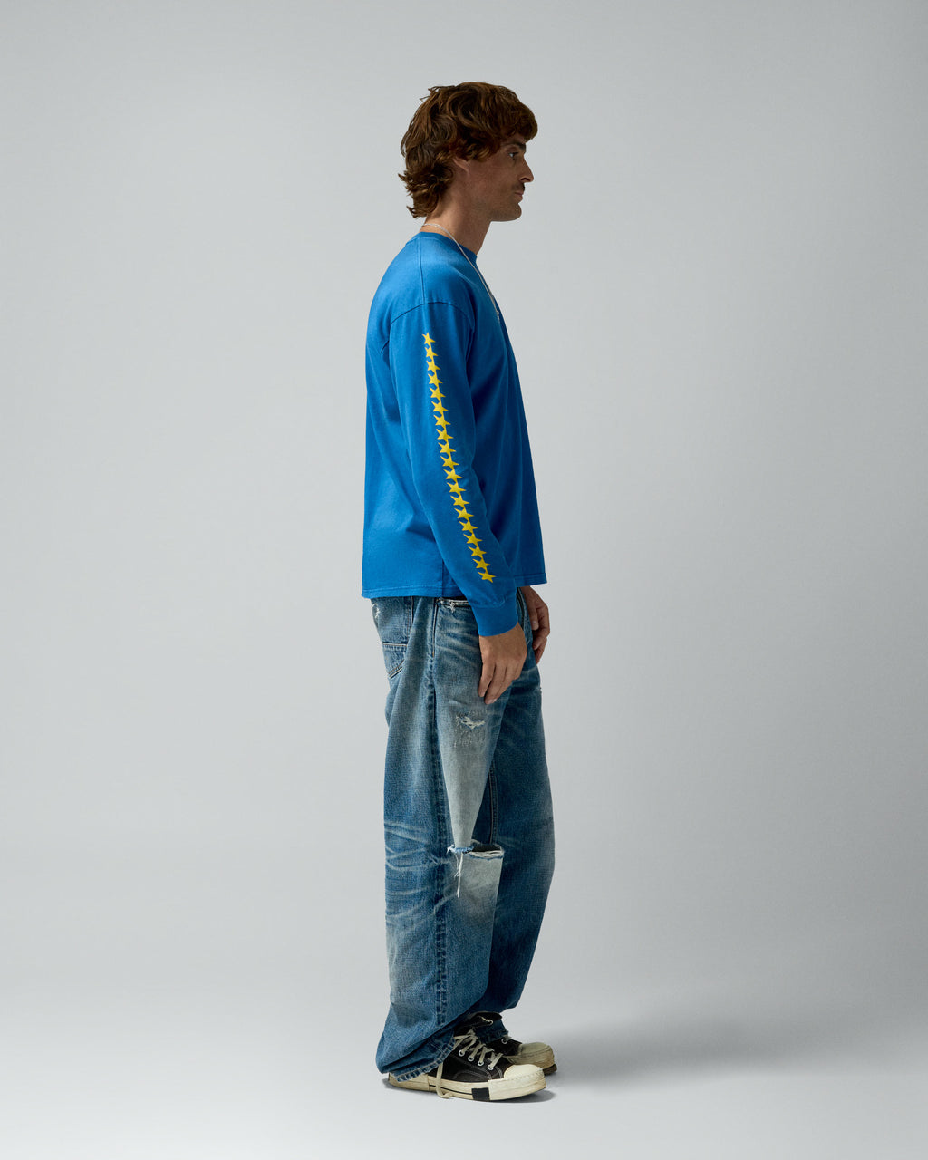 Starline Long Sleeve Tee Royal Blue – worn by model