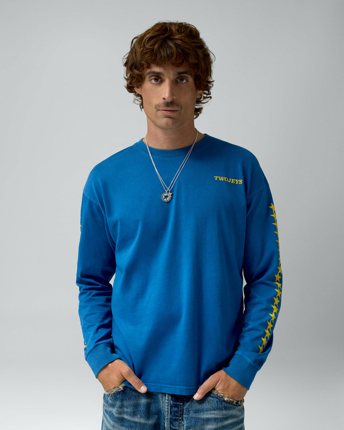 Starline Long Sleeve Tee Royal Blue – worn by model