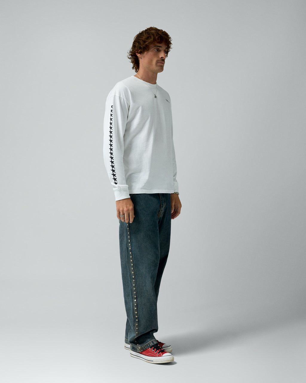 Starline Long Sleeve Tee White – worn by model