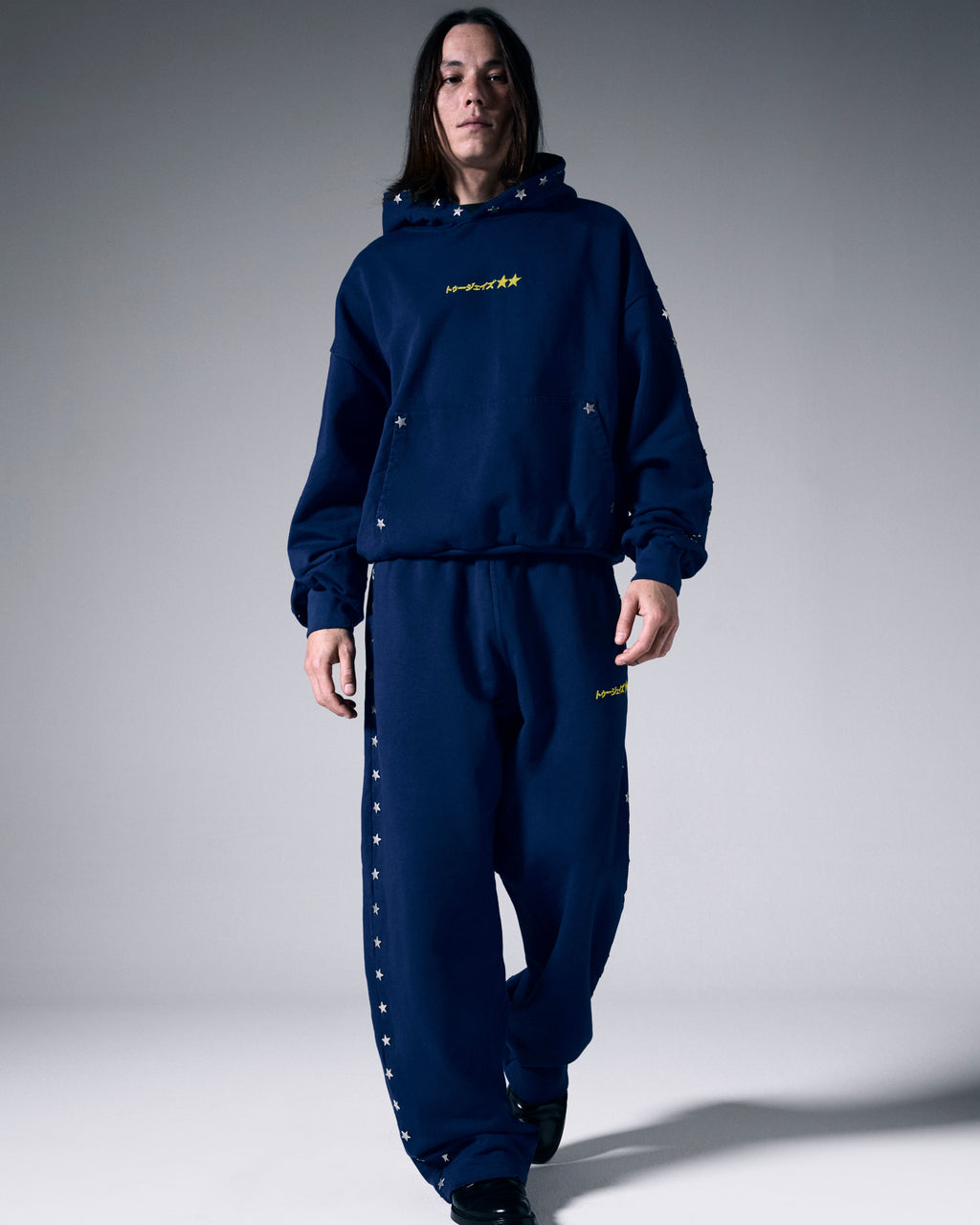 Stars Studded Navy Hoodie