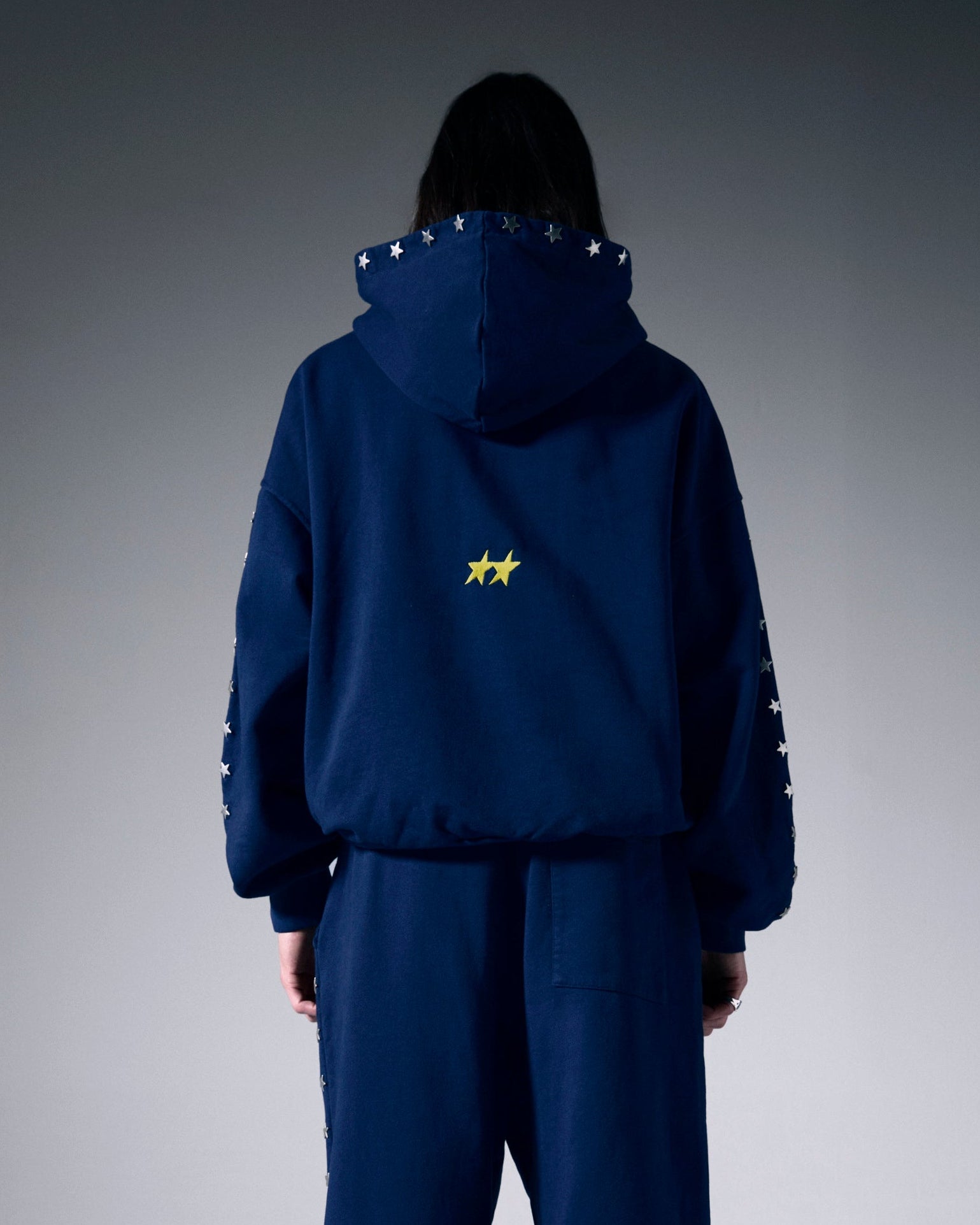 Stars Studded Navy Hoodie – Twojeys