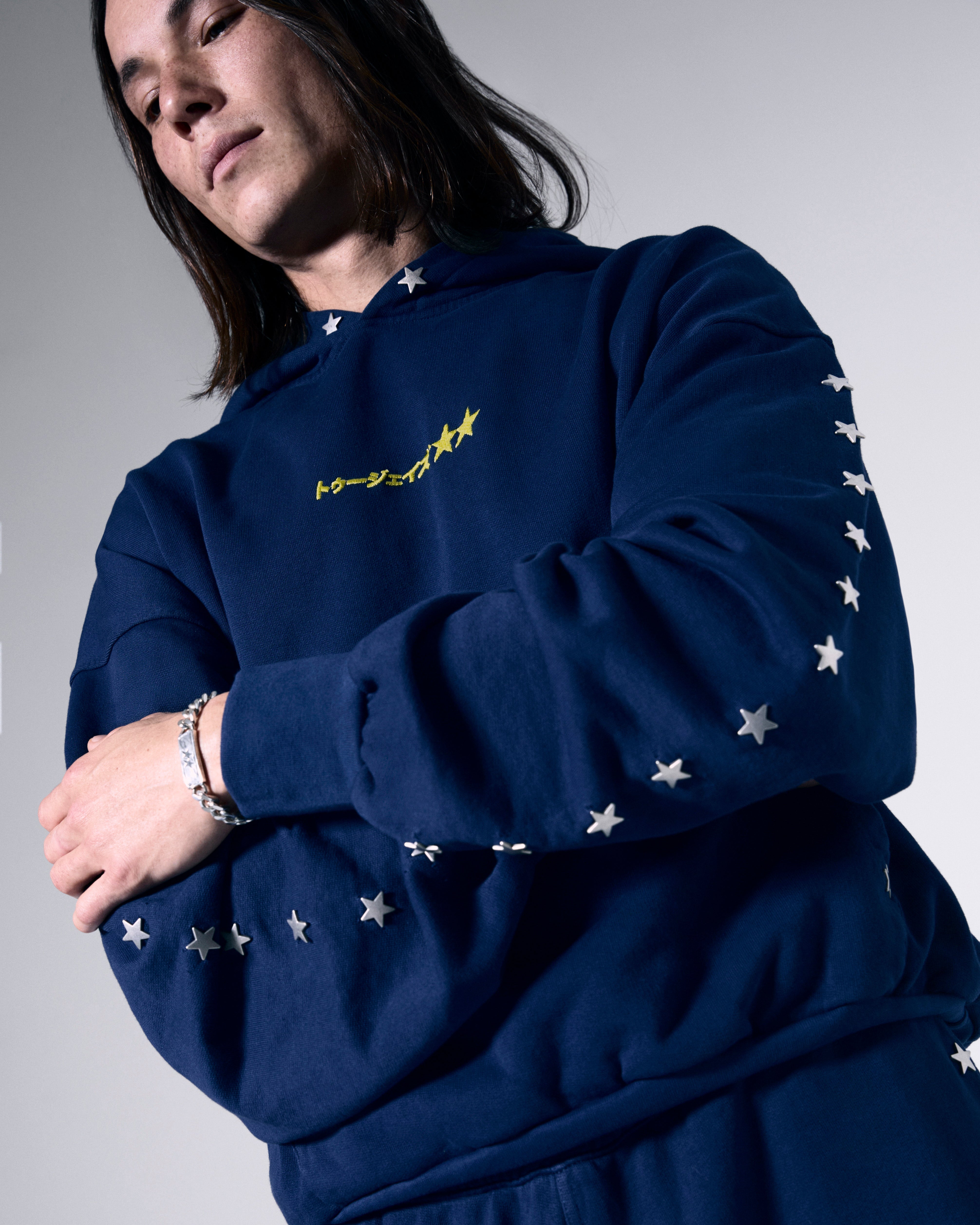 Stars Studded Navy Hoodie – Twojeys