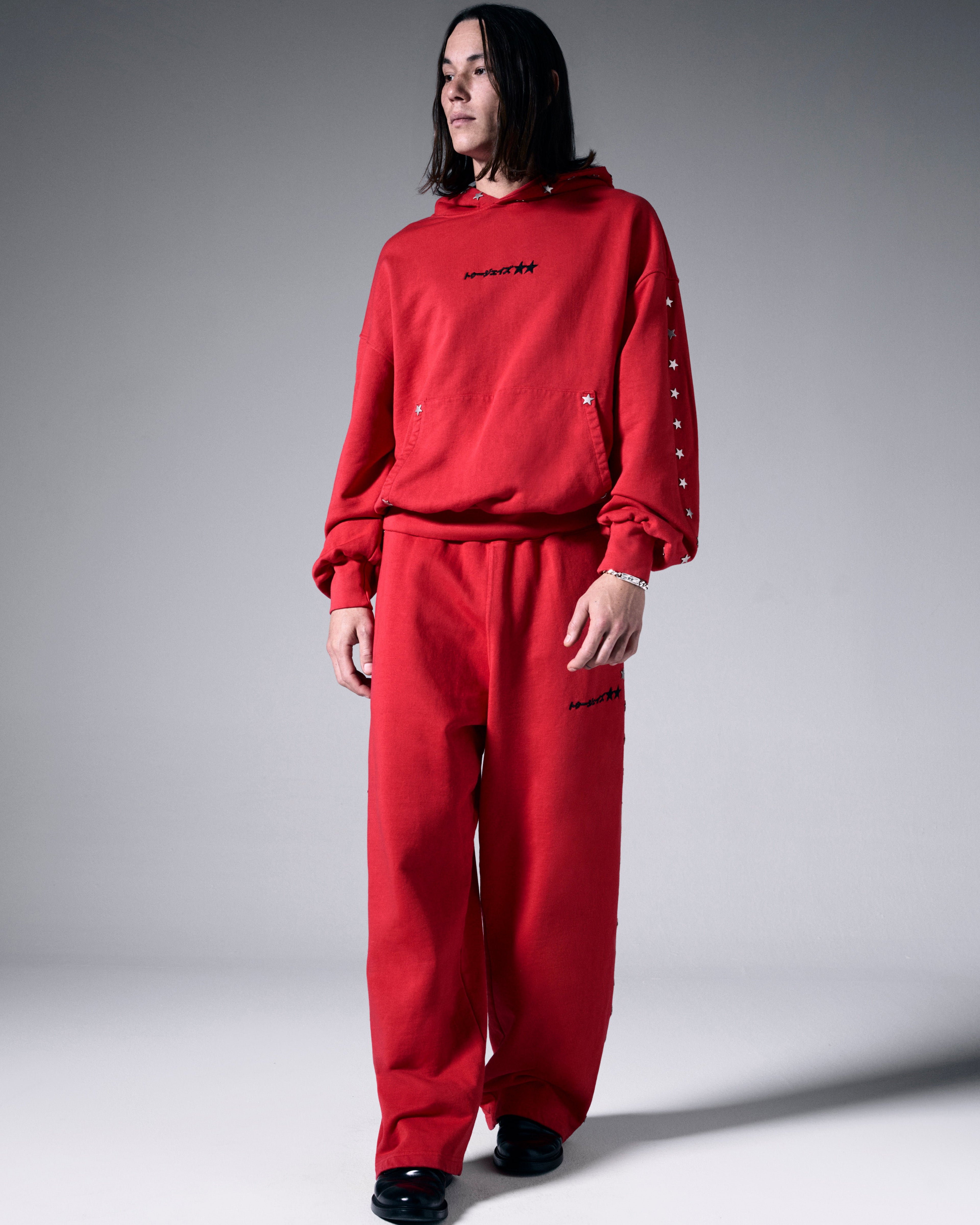 Stars Studded Red Hoodie