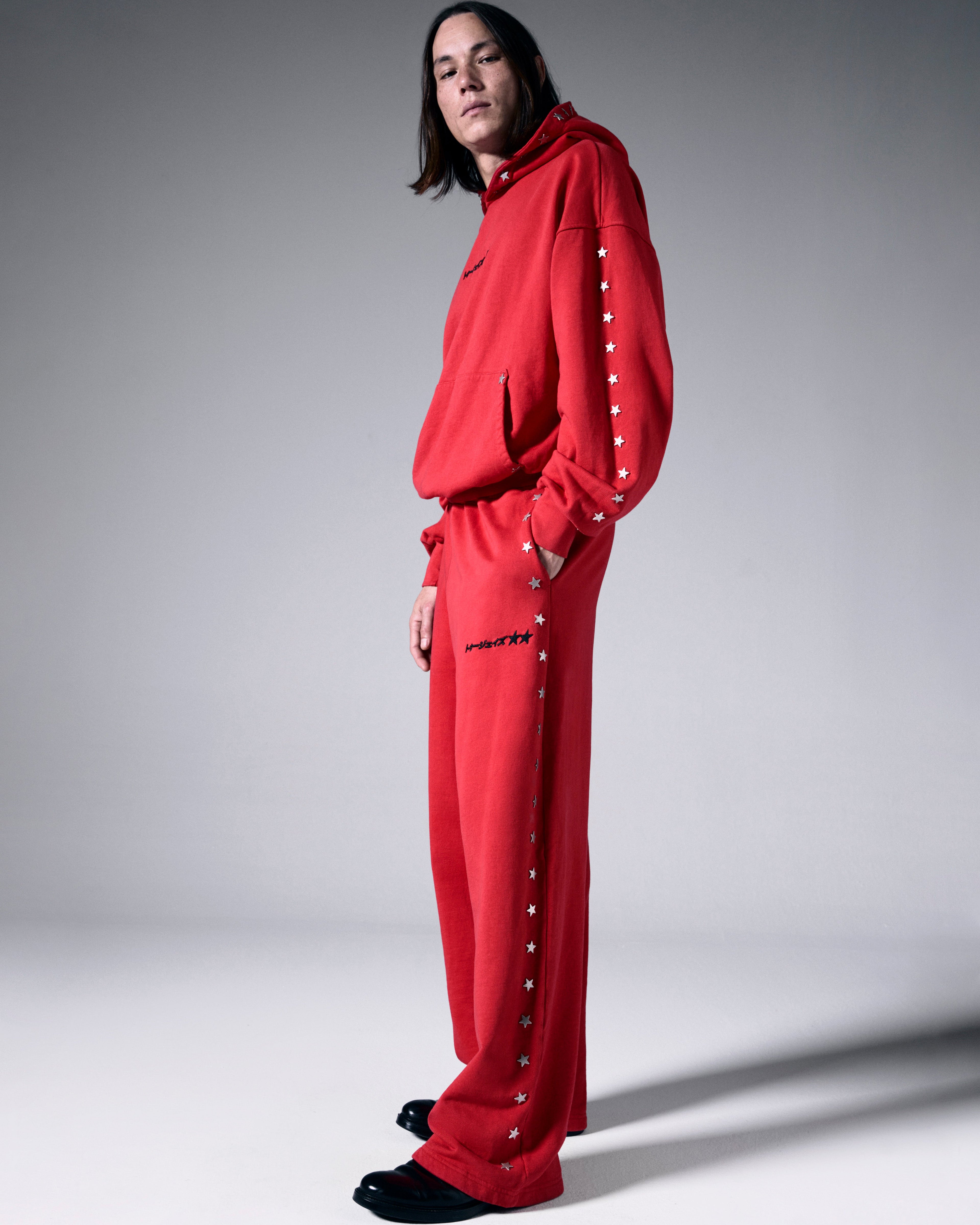 Stars Studded Red Sweatpants