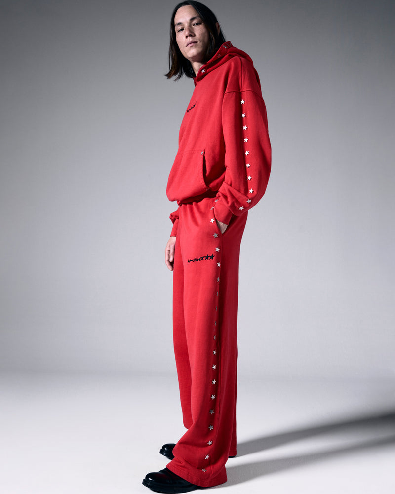 Stars Studded Red Sweatpants